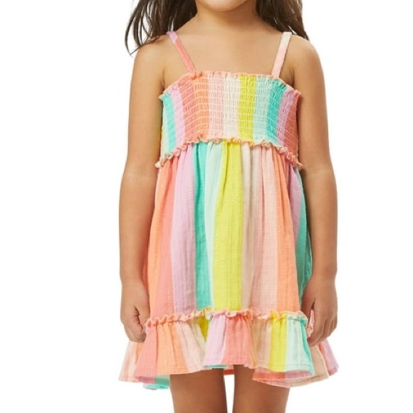 Peek Gauze Multicolor Striped Summer Dress Size 2t. New With Tags